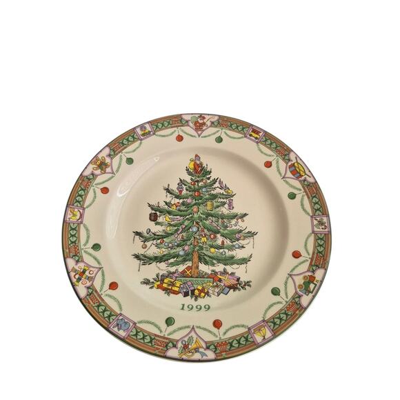 Vintage Spode Christmas Tree 1999 Year Plate "8" Annual Collector Plate Train - Picture 1 of 9